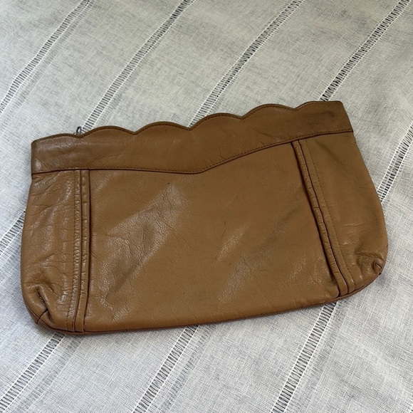 Vintage Handbags - New Fashion Collection Vintage Leather Clutch with Scalloped Edge
